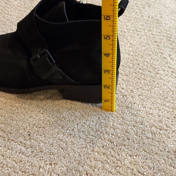 Eileen Fisher Ankle Boots Savoy Nubuck Suede Leather Black Monk Strap Size 6.5 - Picture 10 of 11